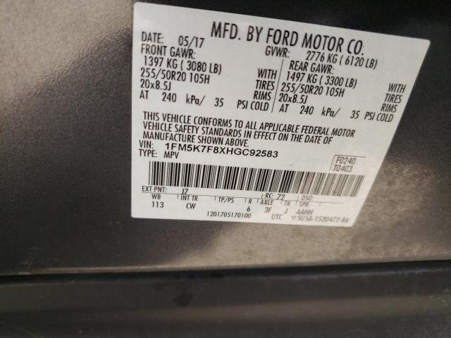 Photo 10 from auction – 2017 FORD EXPLORER L with VIN 1FM5K7F8XHGC92583
