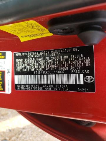 Photo 10 from auction – 2011 TOYOTA CAMRY BASE with VIN 4T1BF3EK3BU773037