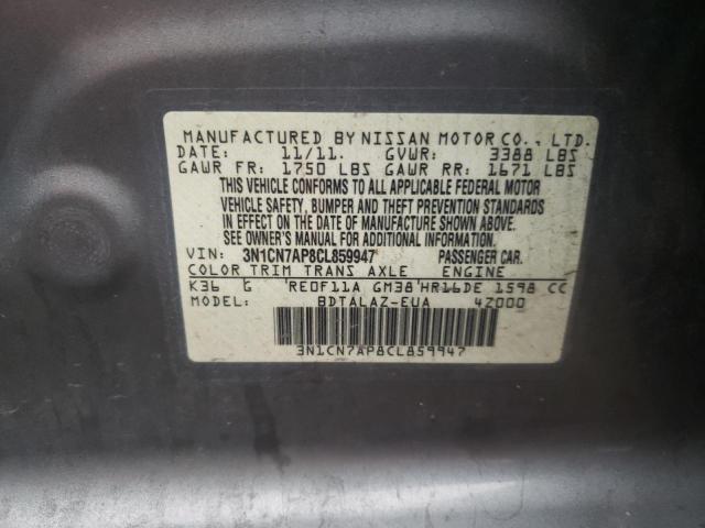 Photo 10 from auction – 2012 NISSAN VERSA S with VIN 3N1CN7AP8CL859947