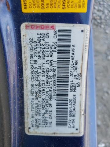 Photo 10 from auction – 2002 LEXUS IS 300 with VIN JTHBD192920060111