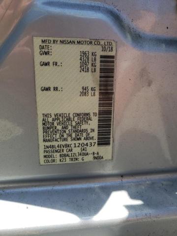 Photo 10 from auction – 2019 NISSAN ALTIMA SL with VIN 1N4BL4EV8KC120437