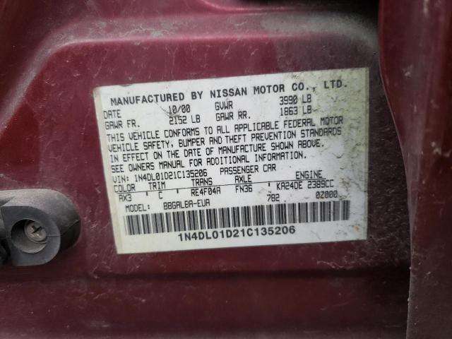 Photo 10 from auction – 2001 NISSAN ALTIMA with VIN 1N4DL01D21C135206