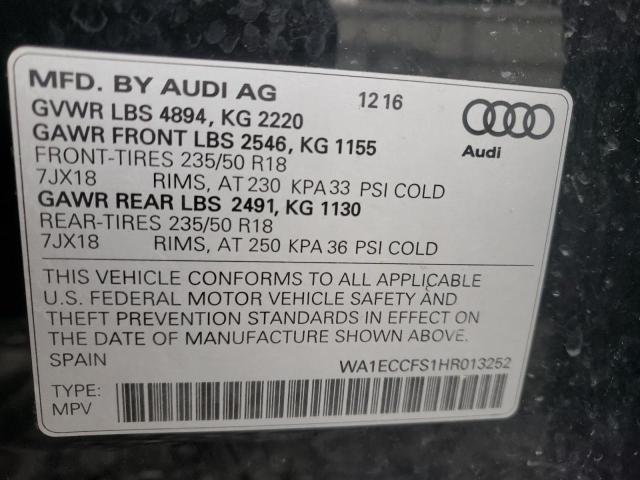 Photo 10 from auction – 2017 AUDI Q3 PREMIUM with VIN WA1ECCFS1HR013252