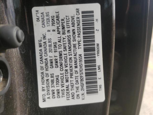 Photo 10 from auction – 2014 HONDA CIVIC LX with VIN 2HGFB2F57EH519554