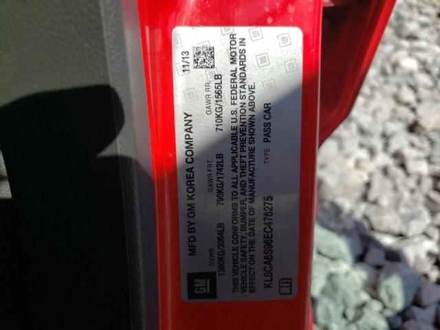 Photo 10 from auction – 2014 CHEVROLET SPARK LS with VIN KL8CA6S96EC476275