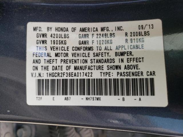 Photo 10 from auction – 2014 HONDA ACCORD LX with VIN 1HGCR2F36EA017422