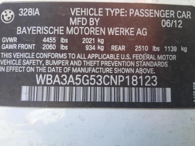 Photo 10 from auction – 2012 BMW 328 I with VIN WBA3A5G53CNP18123