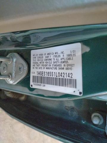 Photo 10 from auction – 2001 HONDA CIVIC LX with VIN 1HGES16551L042142