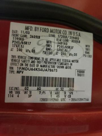 Photo 10 from auction – 2004 FORD EXPLORER E with VIN 1FMDU64K54UA78675