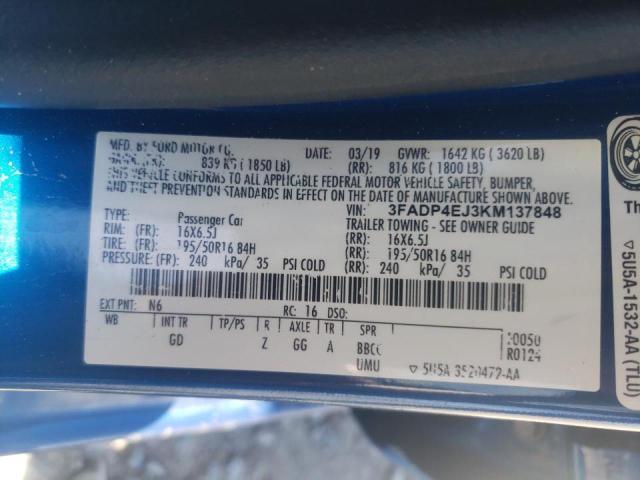 Photo 10 from auction – 2019 FORD FIESTA SE with VIN 3FADP4EJ3KM137848