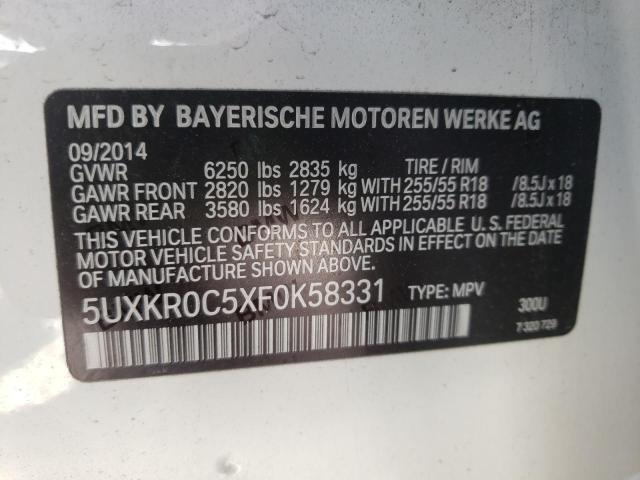 Photo 10 from auction – 2015 BMW X5 XDRIVE3 with VIN 5UXKR0C5XF0K58331