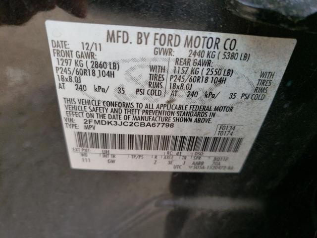 Photo 10 from auction – 2012 FORD EDGE SEL with VIN 2FMDK3JC2CBA67798