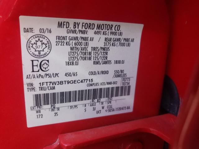 Photo 10 from auction – 2016 FORD F350 SUPER with VIN 1FT7W3BT9GEC47715