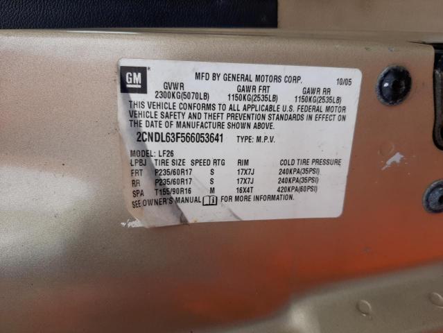 Photo 10 from auction – 2006 CHEVROLET EQUINOX LT with VIN 2CNDL63F566053641
