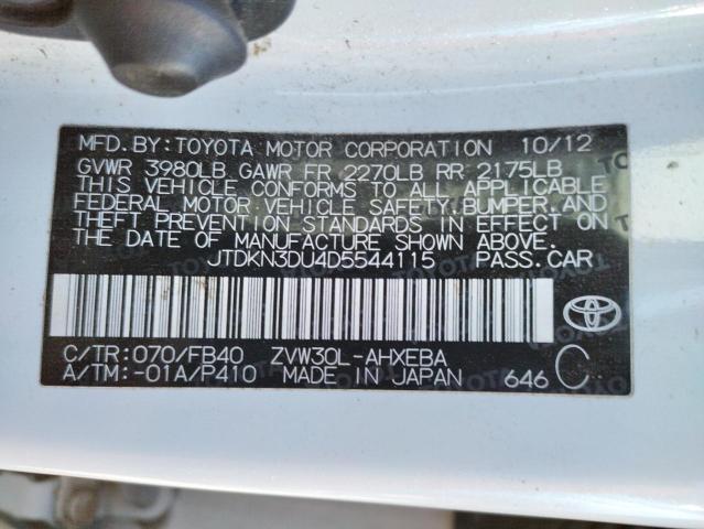 Photo 10 from auction – 2013 TOYOTA PRIUS with VIN JTDKN3DU4D5544115