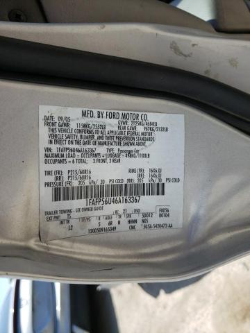 Photo 10 from auction – 2006 FORD TAURUS SEL with VIN 1FAFP56U46A163367