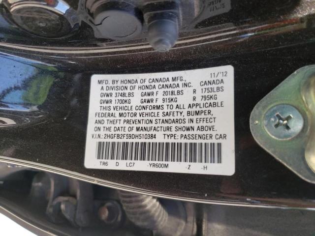 Photo 10 from auction – 2013 HONDA CIVIC LX with VIN 2HGFB2F59DH510384
