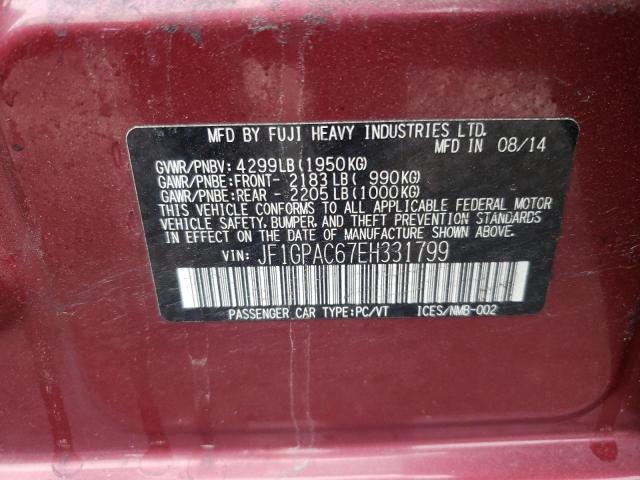 Photo 10 from auction – 2014 SUBARU IMPREZA PR with VIN JF1GPAC67EH331799