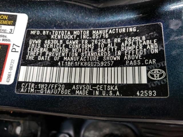 Photo 10 from auction – 2016 TOYOTA CAMRY LE with VIN 4T1BF1FK8GU259257