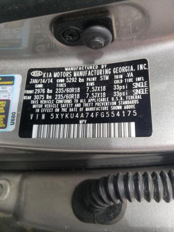 Photo 10 from auction – 2015 KIA SORENTO EX with VIN 5XYKU4A74FG554175