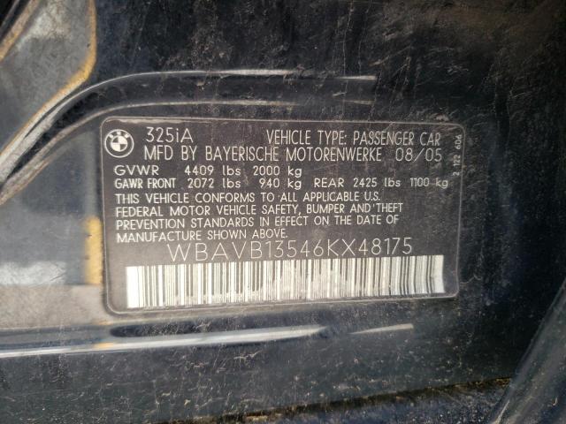 Photo 10 from auction – 2006 BMW 325 I with VIN WBAVB13546KX48175