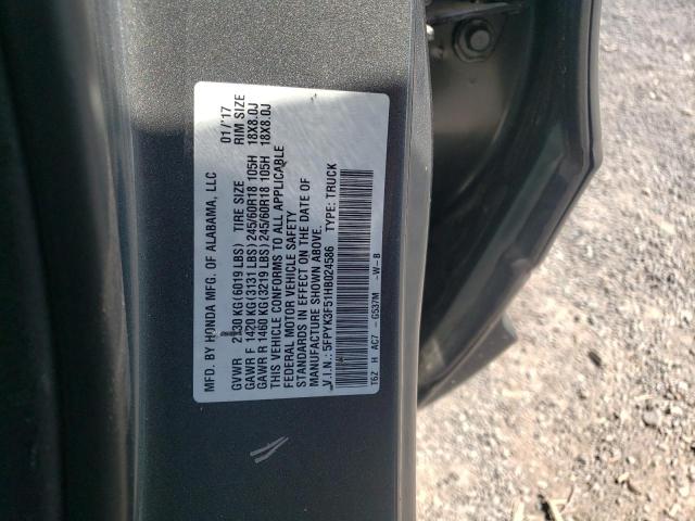 Photo 10 from auction – 2017 HONDA RIDGELINE with VIN 5FPYK3F51HB024586