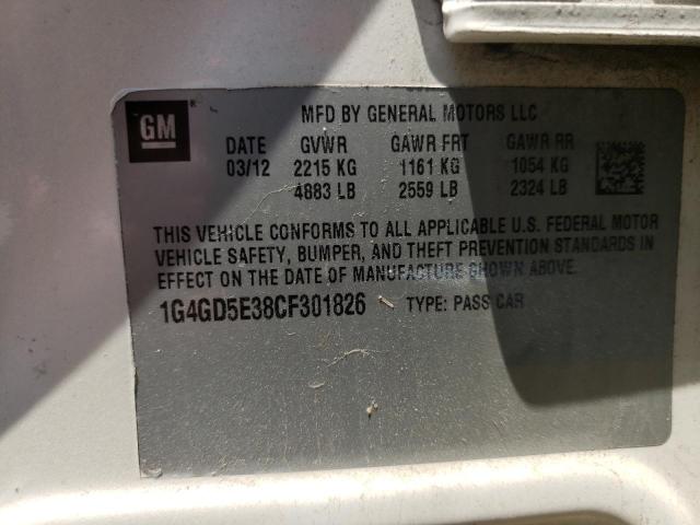 Photo 10 from auction – 2012 BUICK LACROSSE P with VIN 1G4GD5E38CF301826
