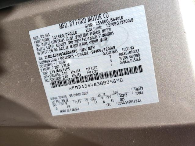 Photo 10 from auction – 2003 FORD WINDSTAR L with VIN 2FMDA58483BB09890