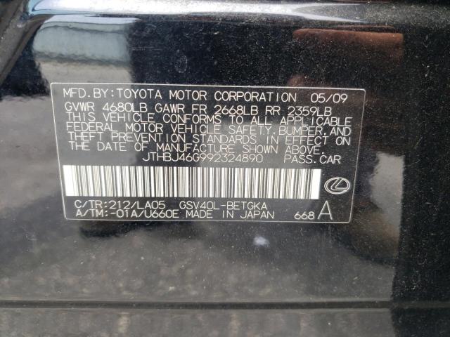 Photo 10 from auction – 2009 LEXUS ES 350 with VIN JTHBJ46G992324890