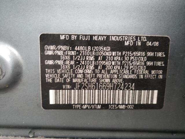 Photo 10 from auction – 2009 SUBARU FORESTER 2 with VIN JF2SH61669H724234