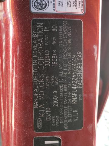 Photo 10 from auction – 2010 KIA FORTE EX with VIN KNAFU4A22A5224149