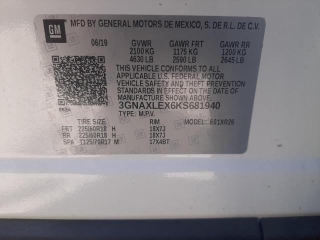 Photo 10 from auction – 2019 CHEVROLET EQUINOX LT with VIN 3GNAXLEX6KS681940
