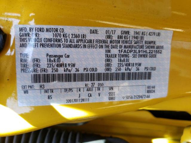 Photo 10 from auction – 2017 FORD FOCUS ST with VIN 1FADP3L91HL221552