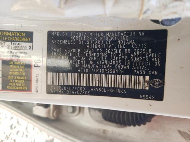 Photo 10 from auction – 2013 TOYOTA CAMRY L with VIN 4T4BF1FK4DR299126