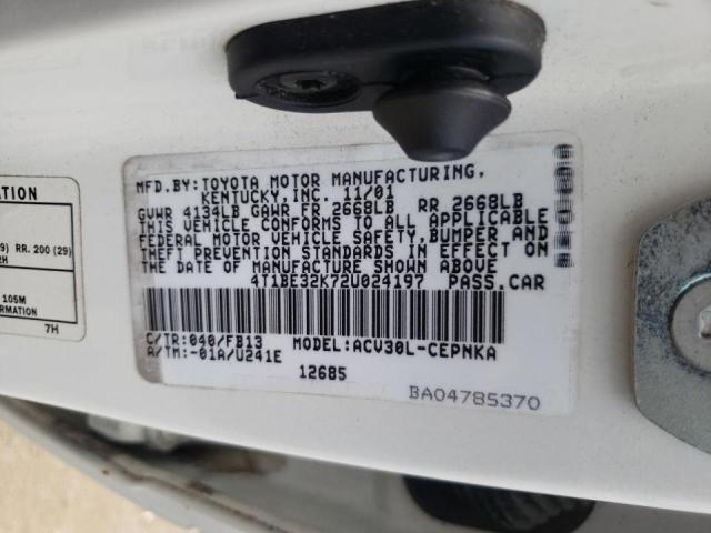 Photo 10 from auction – 2002 TOYOTA CAMRY LE with VIN 4T1BE32K72U024197