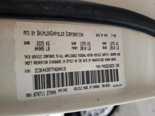 Photo 10 from auction – 2007 CHRYSLER 300 with VIN 2C3KA43R77H600418