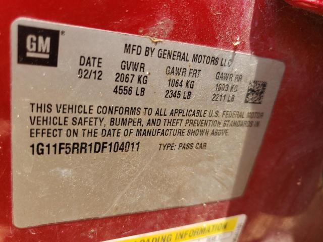 Photo 10 from auction – 2013 CHEVROLET MALIBU 2LT with VIN 1G11F5RR1DF104011