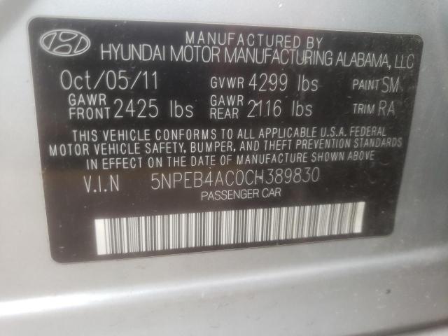 Photo 10 from auction – 2012 HYUNDAI SONATA GLS with VIN 5NPEB4AC0CH389830