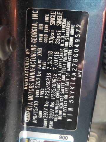 Photo 10 from auction – 2011 KIA SORENTO BA with VIN 5XYKT4A27BG049572