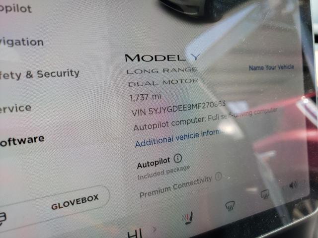 Photo 8 from auction – 2021 TESLA MODEL Y with VIN 5YJYGDEE9MF270863