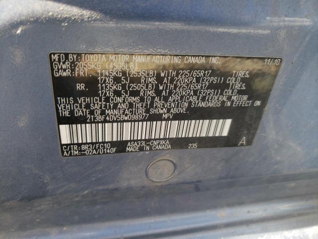 Photo 10 from auction – 2011 TOYOTA RAV4 with VIN 2T3BF4DV5BW098977