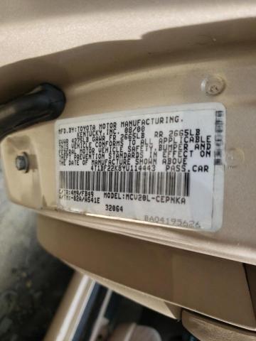 Photo 10 from auction – 2000 TOYOTA CAMRY LE with VIN 4T1BF22K8YU114443