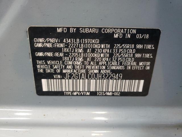 Photo 10 from auction – 2018 SUBARU CROSSTREK with VIN JF2GTALC0JH322949