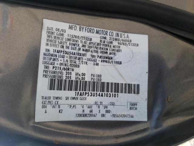 Photo 10 from auction – 2004 FORD TAURUS SE with VIN 1FAFP53U54A103101