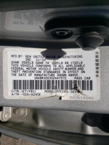 Photo 10 from auction – 2005 TOYOTA COROLLA CE with VIN 1NXBR32E35Z447572
