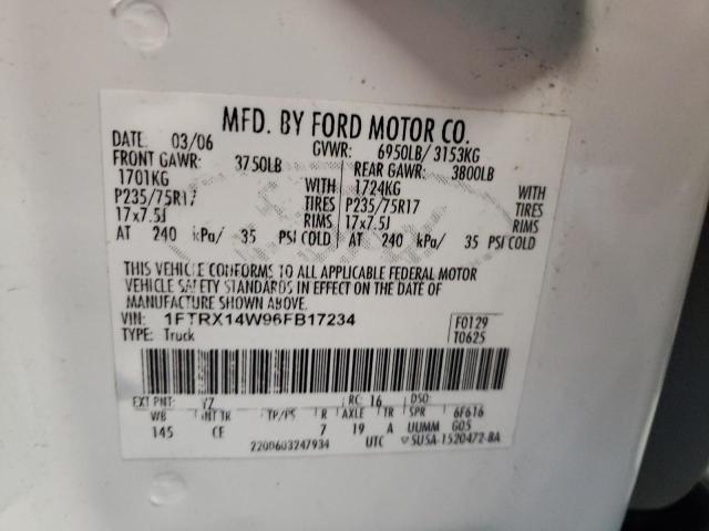 Photo 10 from auction – 2006 FORD F150 with VIN 1FTRX14W96FB17234