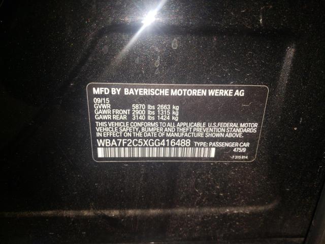 Photo 10 from auction – 2016 BMW 750I XDRIV with VIN WBA7F2C5XGG416488