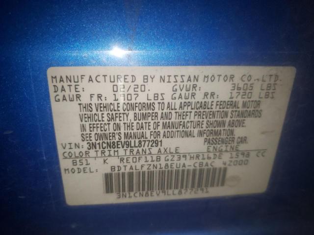 Photo 10 from auction – 2020 NISSAN VERSA SV with VIN 3N1CN8EV9LL877291