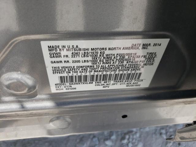 Photo 10 from auction – 2014 MITSUBISHI OUTLANDER with VIN 4A4AP4AU0EE025458