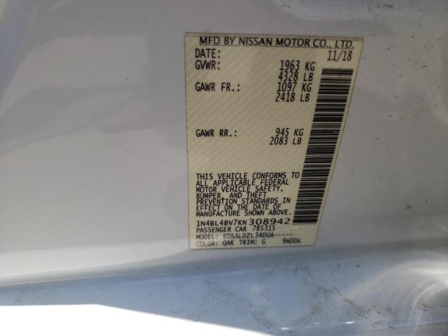 Photo 10 from auction – 2019 NISSAN ALTIMA S with VIN 1N4BL4BV7KN308942